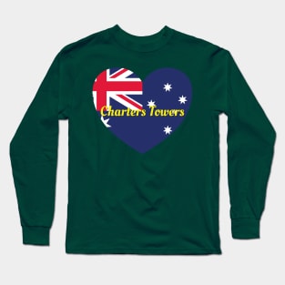 Charters Towers QLD Australia Australian Flag Heart Long Sleeve T-Shirt